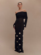 Party Dresses Shaping Flower Flowers Long Sleeves Off-The-Shoulder Casual White Dress