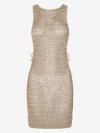 Mini Dresses Apricot Sleeveless Woven Slim Fit Short Dress For Women