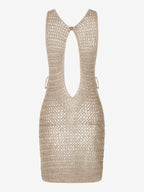 Mini Dresses Apricot Sleeveless Woven Slim Fit Short Dress For Women