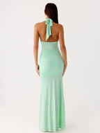 Party Dress Maxi Coffee Brown V-Neck Sleeveless Sexy Semi Formal Dress
