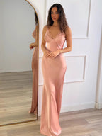 Daily Dresses Woman's Maxi Sleeveless V-Neck Sexy Apricot Dress