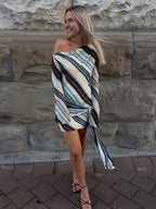 Daily Dresses Woman's Long Sleeves One-Shoulder Chic Purple Dress