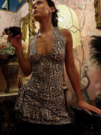 Night Out Dresses Leopard Leopard Print Sleeveless V-Neck Summer Dress