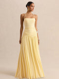 Party Dresses Yellow Straps Neck Short Sleeves Sexy Semi Formal Dress