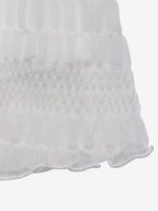 Vacation Dresses Mini Backless Lace Up Pleated Sleeveless V-Neck Casual White Dress