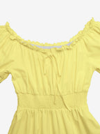 Vacation Dresses Maxi Backless Ruffles Lace Up Short Sleeves Off-The-Shoulder Puff Sleeves Sexy Dress
