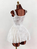 Night Out Dresses White Sleeveless Square Neck Backless Summer Dress