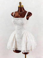 Night Out Dresses White Sleeveless Square Neck Backless Summer Dress