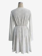 Daily Dresses Mini Woman's Dress Long Sleeves V-Neck Raised Waist Casual Lace White Dress