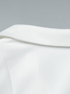 Date Night Dresses Mini Pleated Short Sleeves V-Neck Casual Ecru White Dress