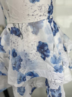 Vacation Dresses Mini Backless Flowers Ruffles Sleeveless Floral Print Halter Elegant Pink Dress