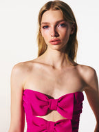 Date Night Dresses Mini Backless Bows Zipper Sleeveless Strapless Elegant Rose Dress