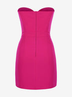 Date Night Dresses Mini Backless Bows Zipper Sleeveless Strapless Elegant Rose Dress