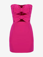 Date Night Dresses Mini Backless Bows Zipper Sleeveless Strapless Elegant Rose Dress