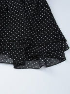Date Night Dresses Mini Pleated Long Sleeves V-Neck Casual Black Dress