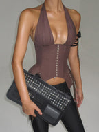 Corset Tops Purple Corset Tops Sexy Slim Fit Lace Up Lace-up Tops