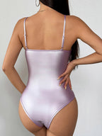 Corset Tops Silver Chic Sleeveless Straps Neck Slim Fit Sequins Tops
