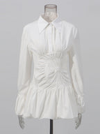 Daily Dresses Mini White Buttons Long Sleeves Turndown Collar Dress