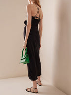 Party Dress Maxi Black Strapless Lace Up Sleeveless Backless Casual Semi Formal Dress