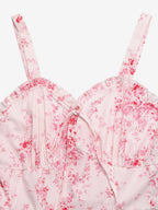 Date Night Dresses Maxi Backless Lace Up Ruffles Sleeveless Floral Print Off-The-Shoulder Chic Pink Dress