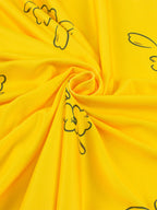 Date Night Dresses Midi Short Sleeves Floral Print Square Neck Casual Yellow Dress