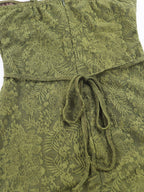 Date Night Dresses Maxi Backless Strappy Zipper Sleeveless Floral Print Off-The-Shoulder Sweet Green Dress