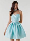 Party Dress Mini Royal Blue Straps Neck Zipper Sleeveless Backless Sweet Semi Formal Dress