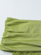 Date Night Dresses Mini Asymmetrical Pleated Lace Short Sleeves Off-The-Shoulder Sexy Green Dress
