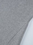 Date Night Dresses Mini Pleated Knitted Long Sleeves V-Neck Sweet Gray Dress