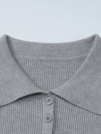 Date Night Dresses Mini Pleated Knitted Long Sleeves V-Neck Sweet Gray Dress