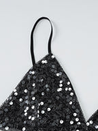 Black Cami Top Straps Neck Lace Sexy Polyester Women Camis