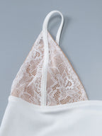 White Cami Top V-Neck Lace Polyester Sexy Women Camis