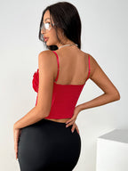 Corset Tops Blue Sexy Straps Neck Backless Slim Fit Lace Lace Up Tops