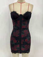 Night Out Dresses Red Leopard Print Sleeveless Strapless Shaping Summer Dress