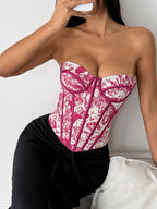 Corset Tops Tops Blue Sexy Strapless Slim Fit Lace Up Tops