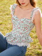 Corset Tops Tops Teal Sexy Sleeveless Slim Fit Lace Lace-up Tops
