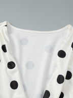 Date Night Dresses Mini Pleated Long Sleeves Polka Dot V-Neck Flared Sleeves Elegant Dress