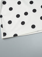 Date Night Dresses Mini Pleated Long Sleeves Polka Dot V-Neck Flared Sleeves Elegant Dress