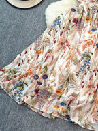Vacation Dresses Maxi Backless Flowers Strappy Sleeveless Floral Print Straps Neck Chic Apricot Dress