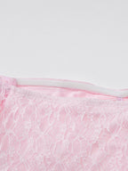 Party Dress Maxi Pink Off-The-Shoulder Lace Long Sleeves Pleated Chic Semi Formal Dress