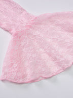 Party Dress Maxi Pink Off-The-Shoulder Lace Long Sleeves Pleated Chic Semi Formal Dress