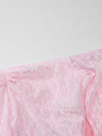Party Dress Maxi Pink Off-The-Shoulder Lace Long Sleeves Pleated Chic Semi Formal Dress