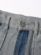 Women's Jeans Elegant Raised Waist Two-Tone Denim