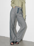 Women's Jeans Elegant Raised Waist Two-Tone Denim