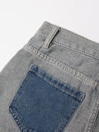 Women's Jeans Elegant Raised Waist Two-Tone Denim