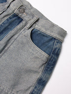 Women's Jeans Elegant Raised Waist Two-Tone Denim