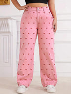 Jeans Women's Bottoms Printed Cool Wide Casual Jeans