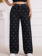 Jeans Women's Bottoms Printed Cool Wide Casual Jeans