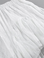 Skirts White Lace Elegant Irregular Knee Length Women's Bottoms