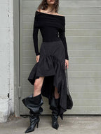 Skirts Black Irregular Short Women's Bottoms